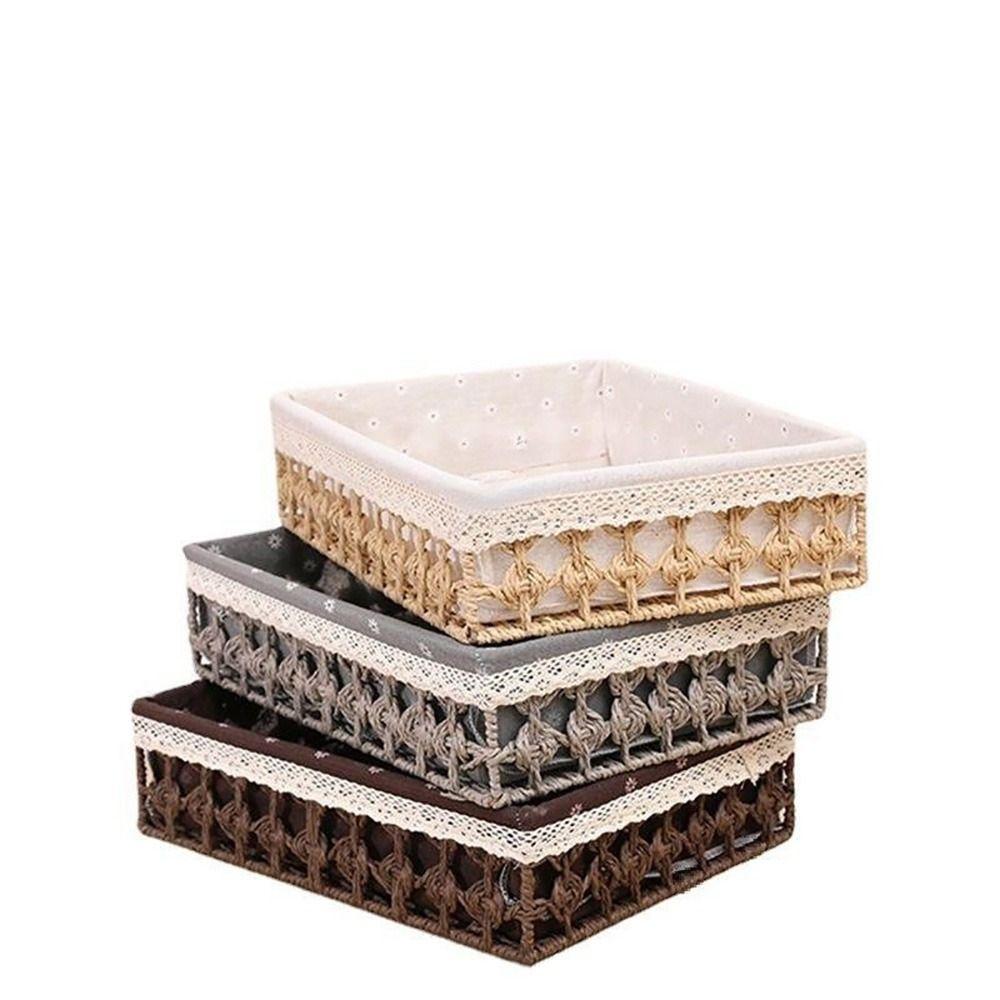 Creative Multicolor Storage Basket Multi-porpose Flower Pattern Storage Tray Weaving Multi-size Storage Box Home Decoration