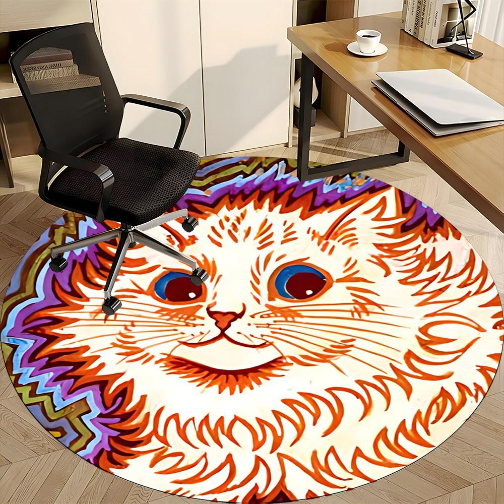 1pc Cat Whiskers Office Round Area Rug, Indoor Mat Suitable For Office, Under Office Chairs Bedroom Living Room Home Decor, Room Deco