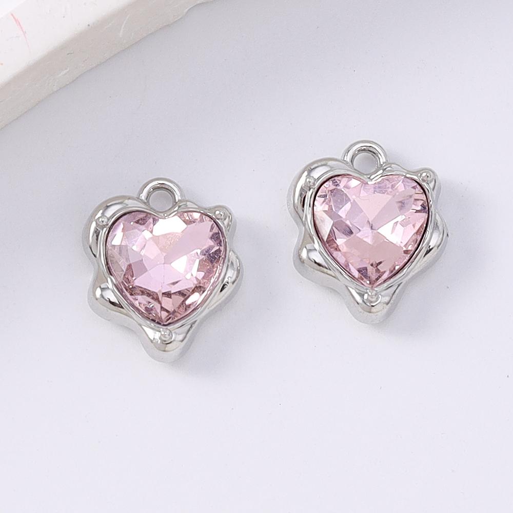 5pcs Elegant Crystal CZ Love Heart Charms Pendants for Necklace Earrings Bracelet DIY Jewelry Making Accessories Supplies