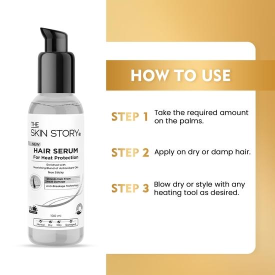 The Skin Story Heat Protection Serum | Protects Hair Up To 250°C | UV Protection | Anti-Frizz | Hair Shield | Reduces Damage | 100ml