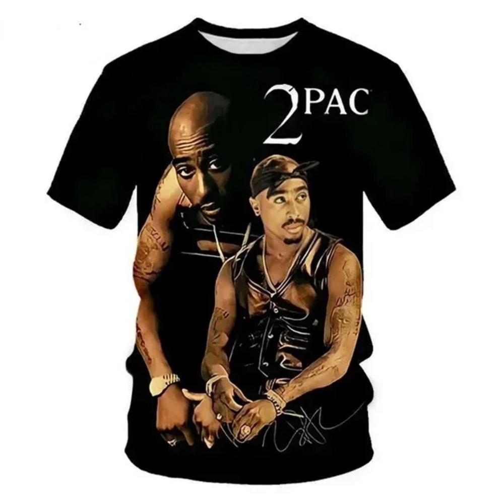 Новая футболка Харадзюку Мужская футболка Мода 2pac Графические футболки Хип-хоп Мужские футболки Летние топы Футболки Мужская дизайнерская одежда XL