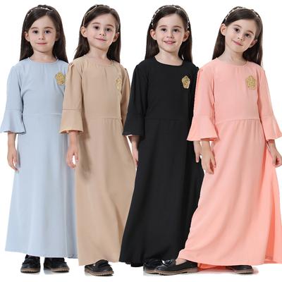 Muslim Kids Girls Prayer Dress Hijab Abaya Robe Arab Dubai Children Ramadan Kaftan Headscarf Islamic Eid Party Gown Jilbab