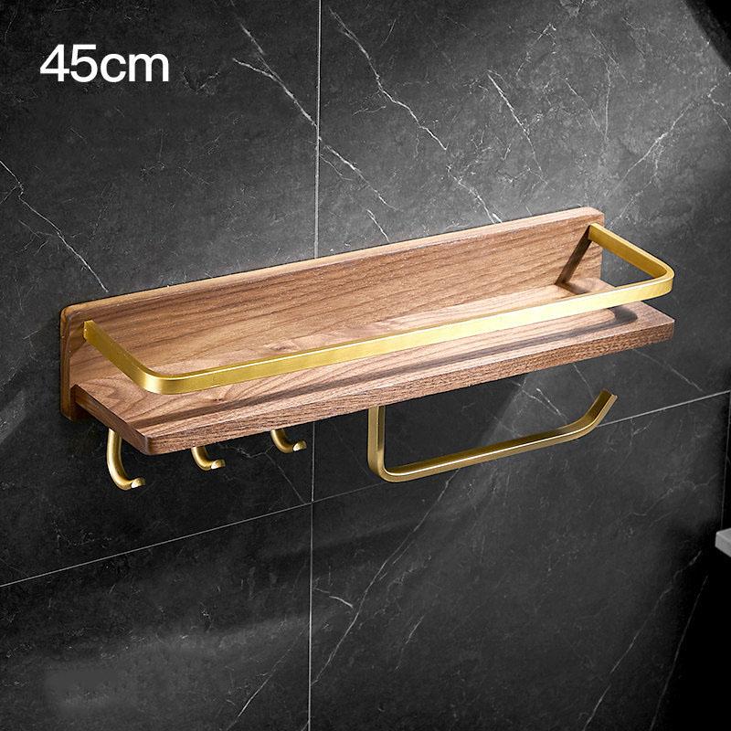 Solid Wood Bathroom Shelving Wall Hanging Toothbrush Teeth Cup Holder Cosmetics Storage Rack Towel Holder Paper Towel Holder