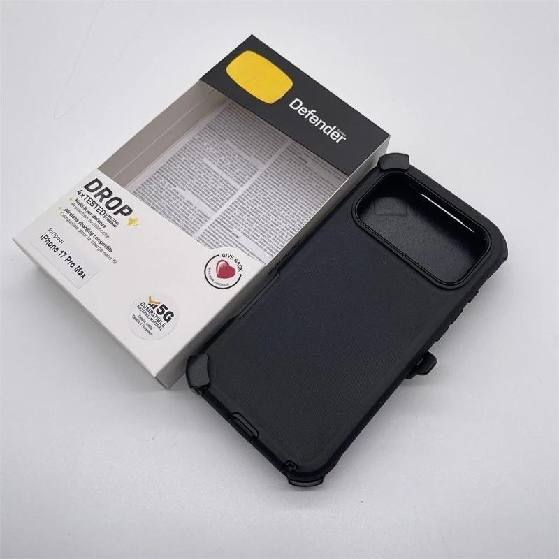 Rugged Defender Series Phone Case Belt Clip for IPhone 17 Pro Max Air 17 3IN1 TPU+PC Anti-drop Protection Ott Box Cover