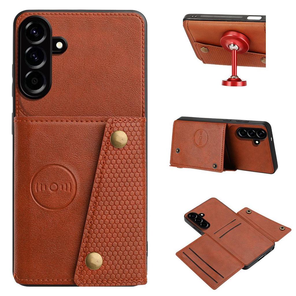 PU Leather Wallet Phone Case for Samsung Galaxy A56 5G,A55,A54,A37,A36,A35,A34,A26 Card Slots Dual Metal Button Shockproof Full‑Body Cover