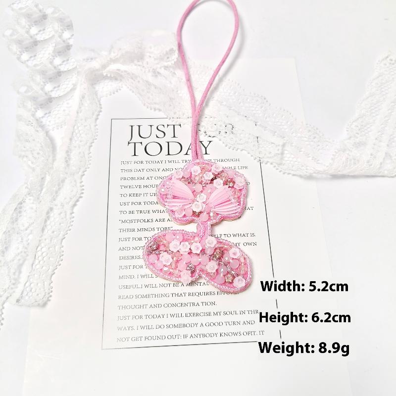 1 Piece Butterfly Applique Patch Hanging Rope Keyring  Starfish Sequin Handmade Beaded Clothing Sew On Patches Pendant