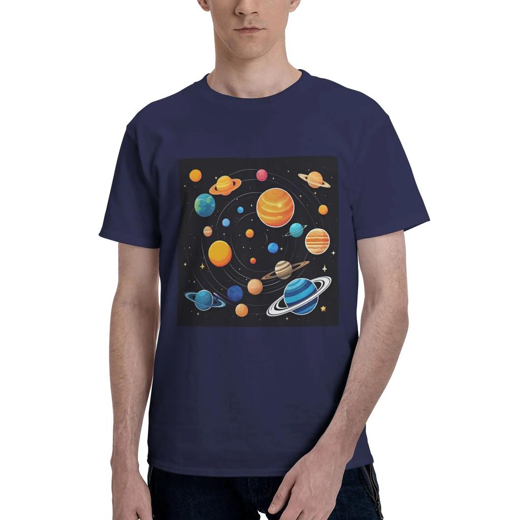 Solar System Space Planets Universe Men TShirt Plus Size T Shirts Mens ONeck Cotton Tees Short Summer Male