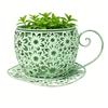 12 Inch Antique Metal Teacup Planter with Drainage Holes Decorative Rustic Iron Planter Weatherproof for Terrace Patio Yard