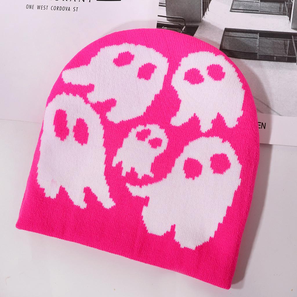 Ghost Pattern Beanie For Autumn Winter Outdoor Activities And Street Fashion