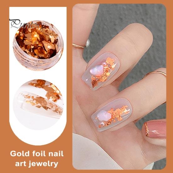 1 Box Nail Art Sequins Decoration Golden/Silver Color Irregular Tin Foil Flake DIY Manicure UV Gel Polish 3D Glitter Nail Decoration Accessories for