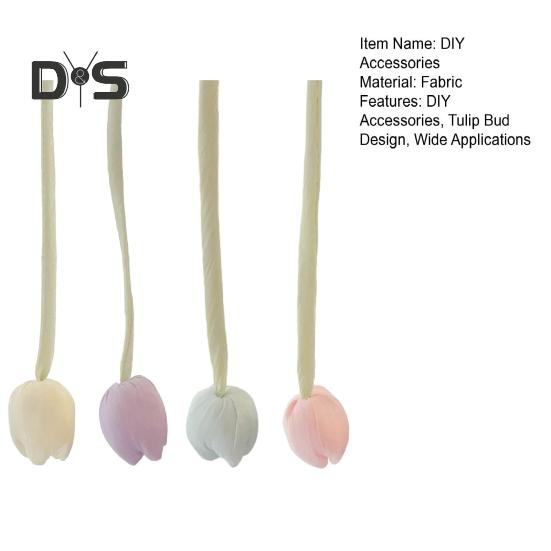 Stužkový popruh s tulipánovými poupaty, látkový, s tulipánovými poupaty, vlasový doplněk, ručně vyrobený, tulipánová spona na závěsy pro DIY projekty, domácí dekorace