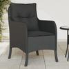 Vidaxl Garden Chairs With Cushions, 2 Pcs, Black, Poly Rattan