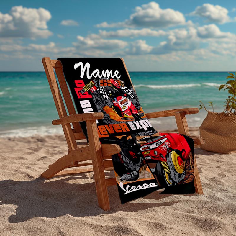Asciugamano da Spiaggia Ultra-Morbido Personalizzato con Tema Motociclistico, Ideale per Piscina - Campeggio, Immersioni - Essenziale Perfetto per Viaggio, Asciugamano da Spiaggia Vivace.