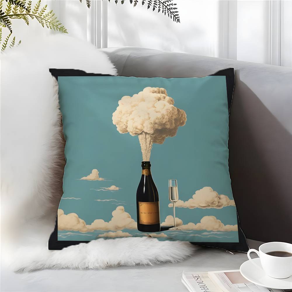 Champagner Marke Veuve Clicquot-C Kissenbezug Komfort Sofabett Seidig Elegant Unsichtbarer Reißverschluss Kundenspezifisch Dekorativ c 12x12Inch
