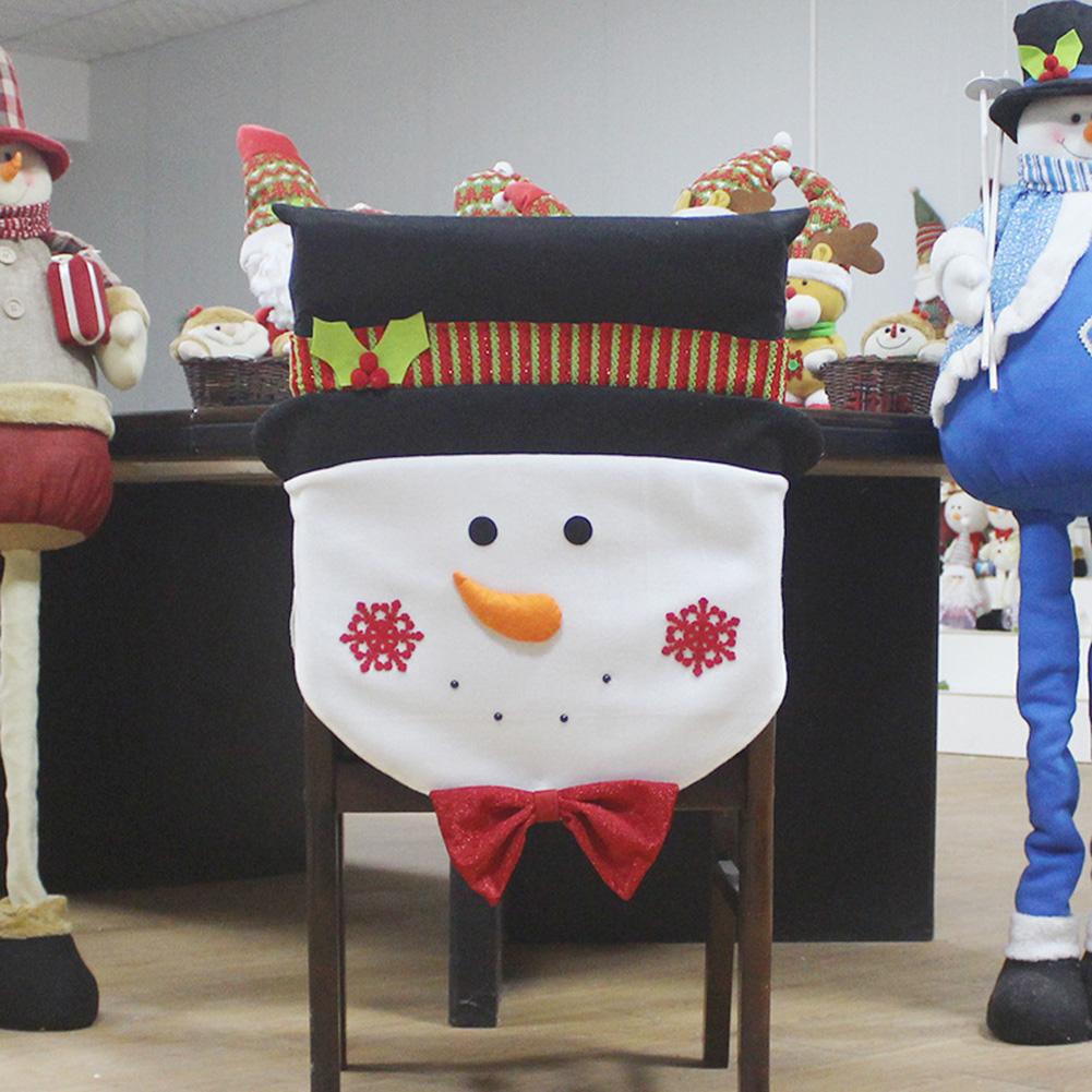 Chair Back Cover Christmas Decorations Santa Snowman for Hotel Restaurant Festival Arrangement Home Chair Back Cover Snowman#0