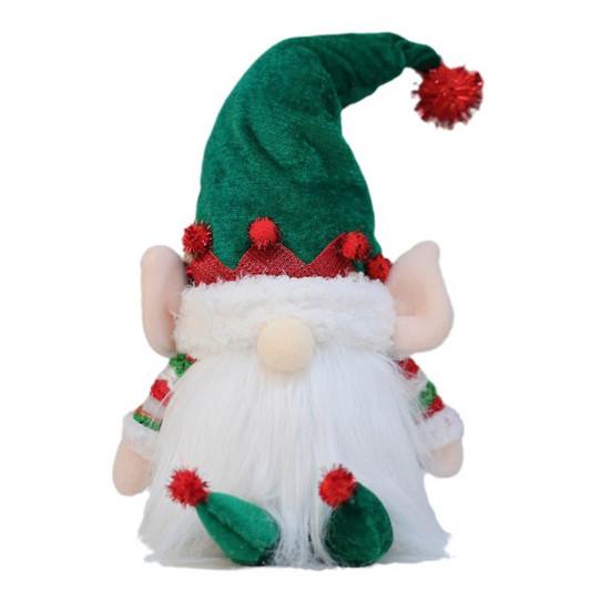 

12.6 Lighted Christmas Plush Gnome Handmade Small Light Up Swedish Tomte Elf Battery Operated Winter Tabletop Decoration зелёный