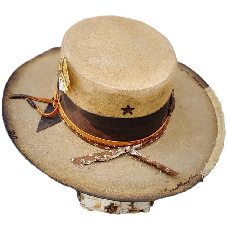 On The New Factory Direct Sheep Felt Hat Retro Solid Color Sheep Felt Hat Webbing Decorated Pure Wool Felt Hat