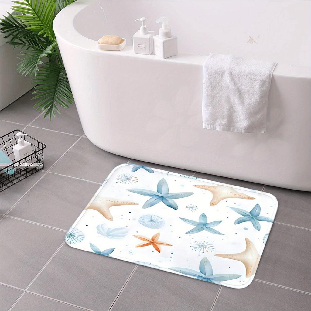 1PC Starfish Pattern Kitchen Rug Non-Slip Door Mat Pop Design Bathroom Rug Bath Mat Carpet for Home Sink Laundry Decoreeree