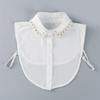 Travel Friendly Detachable Collar Easy Removable Button Faux Pearls Decors Polyester Half Shirt Blouse False Collar