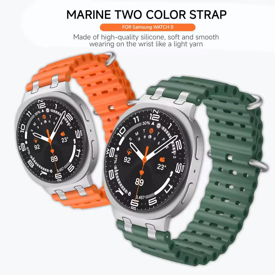 Ocean Band for Samsung Galaxy Watch 8 Strap 40mm 44mm Sport Silicone Bracelet for Galaxy Watch 8 Classic 46mm Metal Connector