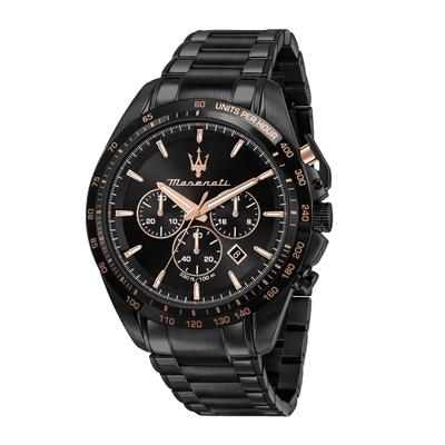Maserati Chronograph Hodinky se svítícími 45mm Černé Křemenné Voděodolné do 10 Traguardo Oficiální Autentické Pánské Ručičky, Strojek, ATM, R8873612048,