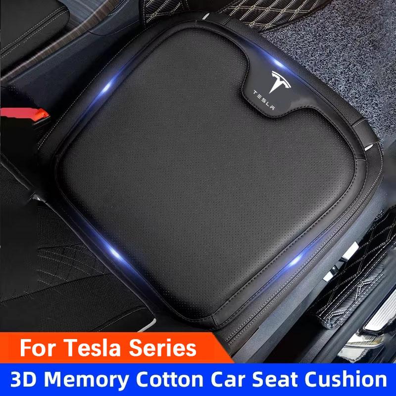 CREKH1 Nappa Leather Car Seat Cushion For Tesla Model S X Y Juniper 3 Highland Cybertruck Breathable Seat Cover Car Interior Accessorie
