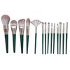 Green Cloud 14-Piece Makeup Brush Set with Soft Bristles - Perfect for Beginners