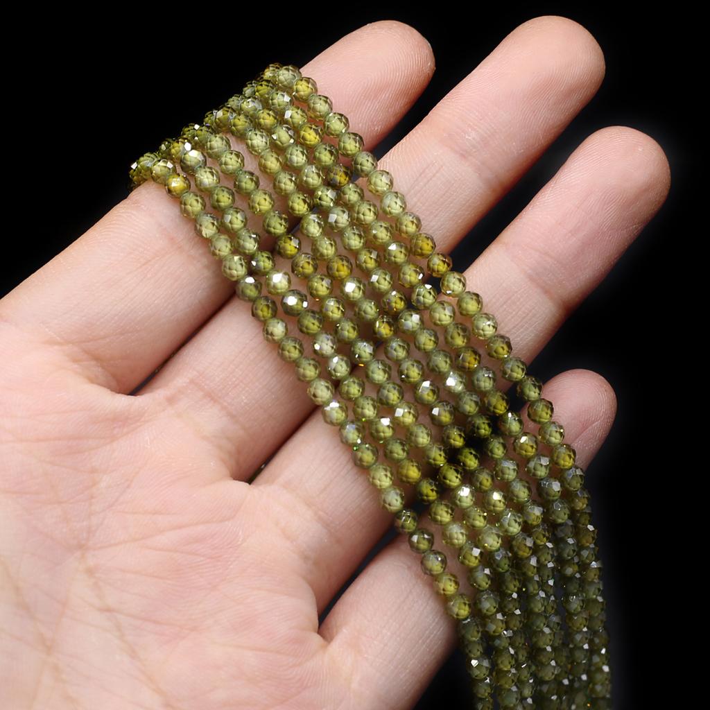 Facettierte Perlen aus Naturstein, Zirkon, kleine Perlen, 3 mm, Charms für Schmuckherstellung, DIY-Halskette, Armband, Ohrringe, Zubehör