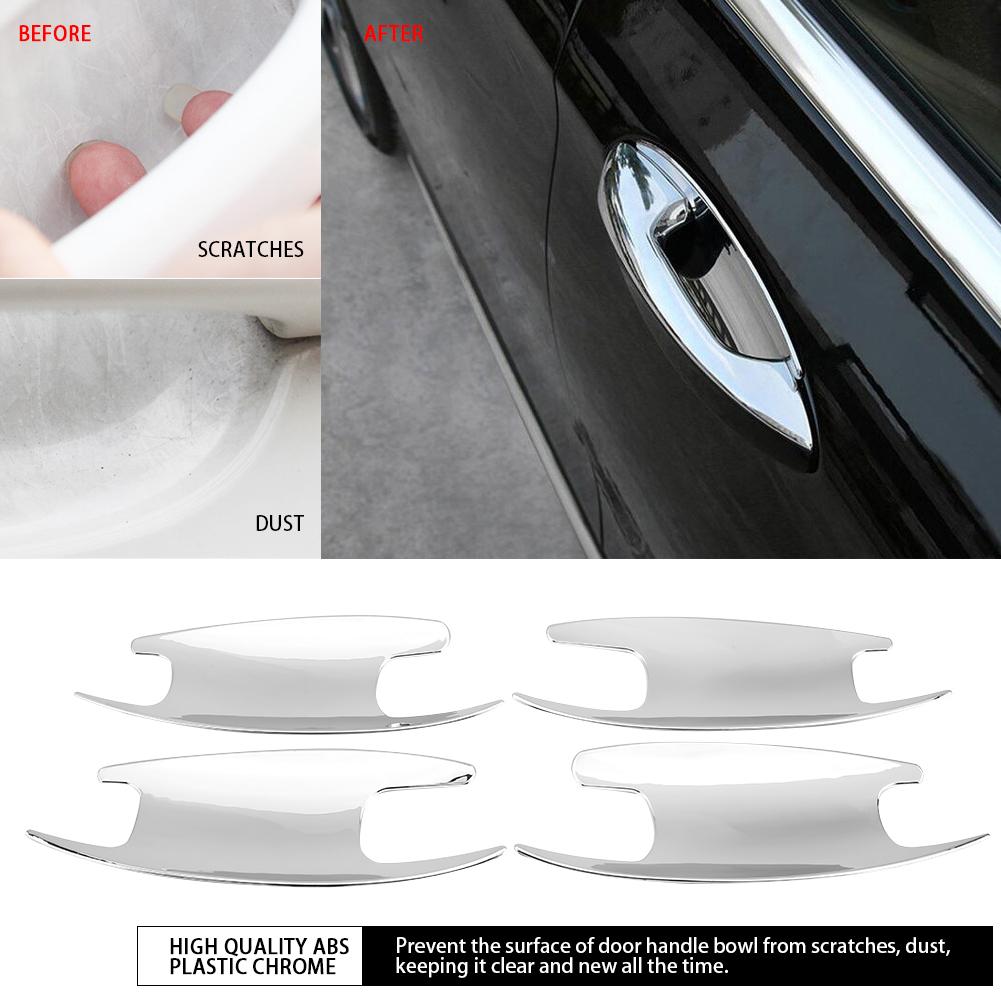 Premium Car Door Bowl Cover Trim ABS   Silver 4Pcs Set Scratch Dust   sy Installation for C Class W205 GLC X253 E W213