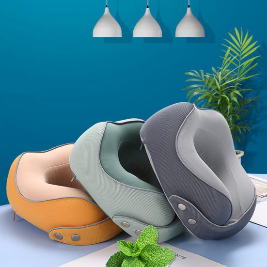 Pernă de călătorie cu capse magnetice ajustabile, în formă de U, portabilă, suport pentru cap și gât, pernă pentru somn