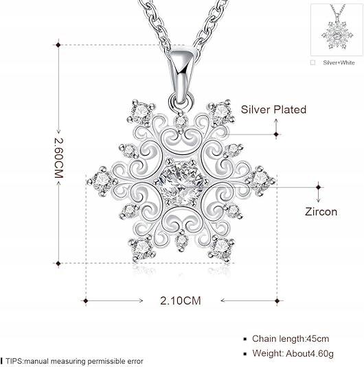 Necklace Pendant Silver 925 Chain Snowflake Gift