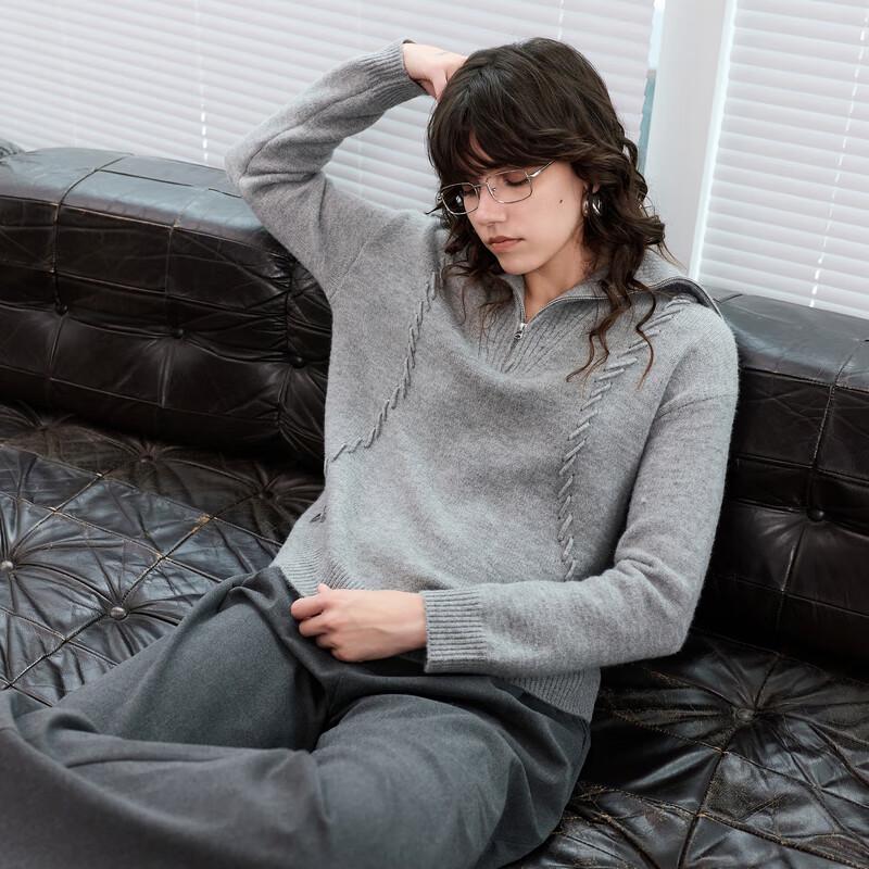 

Sancai 2025 Winter Women s Zipper Lapel Knit Pullover M 160/84A