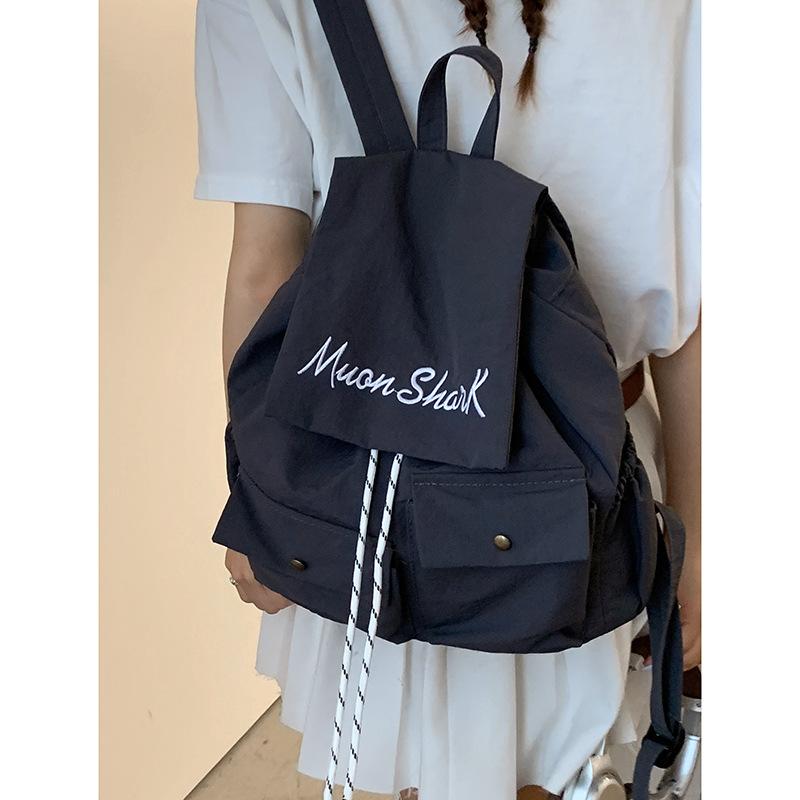 Korean version embroidered letter backpack bag women's 2025 new fashion college style casual large-capacity student schoolbag