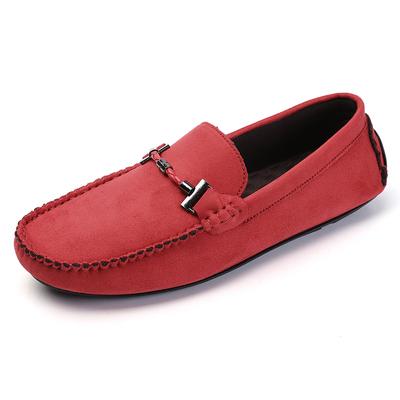 Men's Suede Shoes Soft Soles Comfortable Men's Flat Shoes Commuting To Work Casual Shoes Trendy Red Men‘s Loafers Driving Shoes