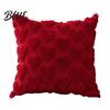 Romantic Room Decor Plush Throw Pillow Cover Heart Embroidery Cushion Case with 3D Bowknot Jacquard Cute Bow Tie Cases Soft Fluffy Decorative