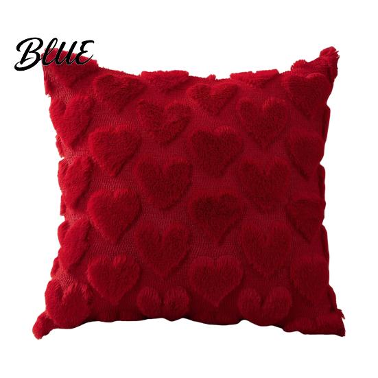 Romantic Room Decor Plush Throw Pillow Cover Heart Embroidery Cushion Case with 3D Bowknot Jacquard Cute Bow Tie Cases Soft Fluffy Decorative