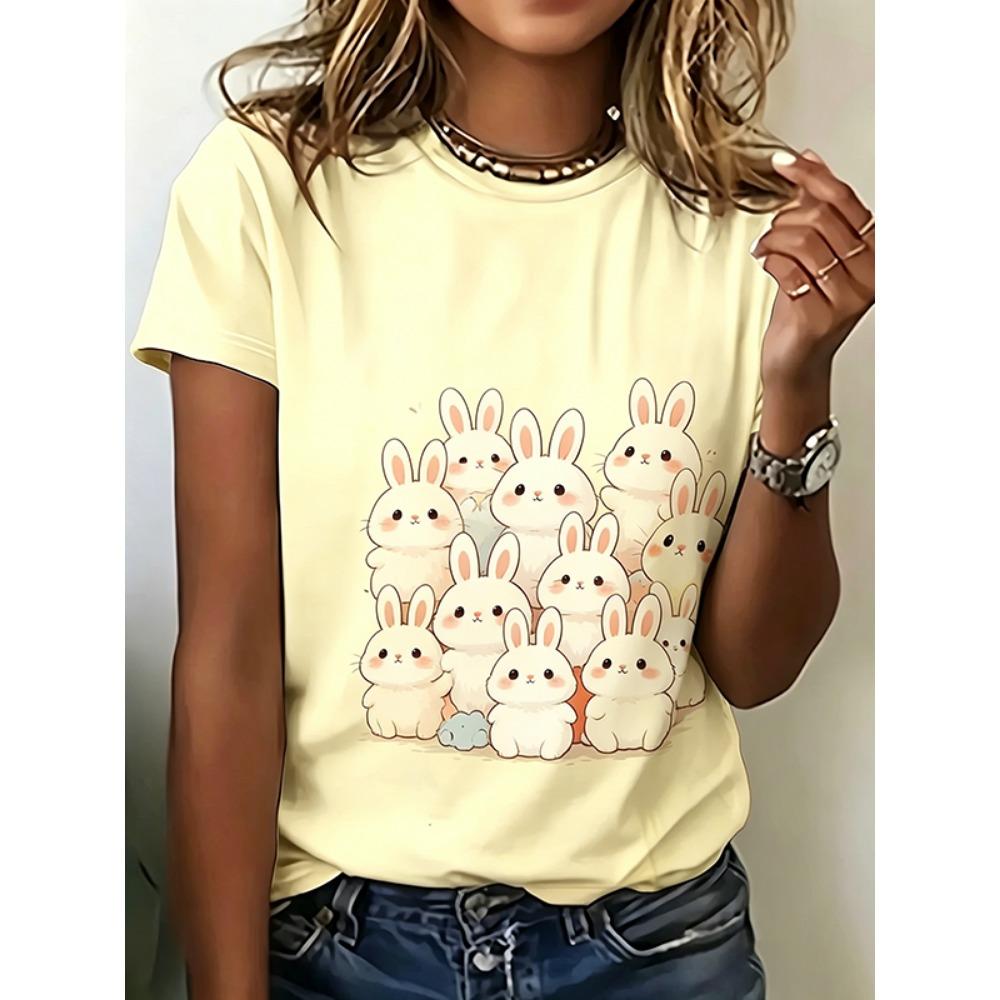 Colorful Stacked Cat Women's T-shirt - Cute Cartoon Cat Pattern