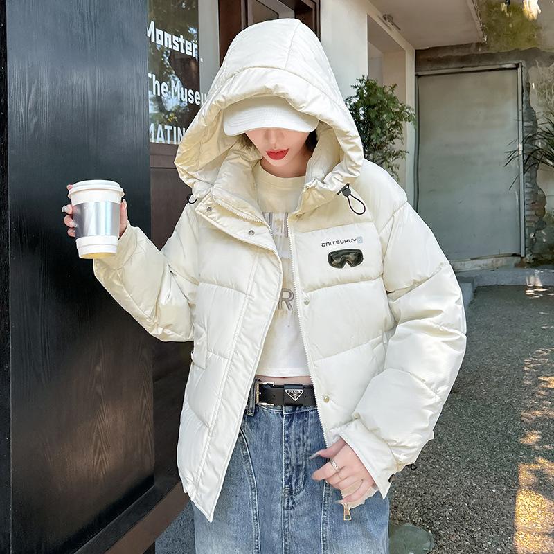 

Короткая хлопковая куртка с капюшоном женская зимняя одежда свободная утолщенная теплая куртка куртка-пуховик M