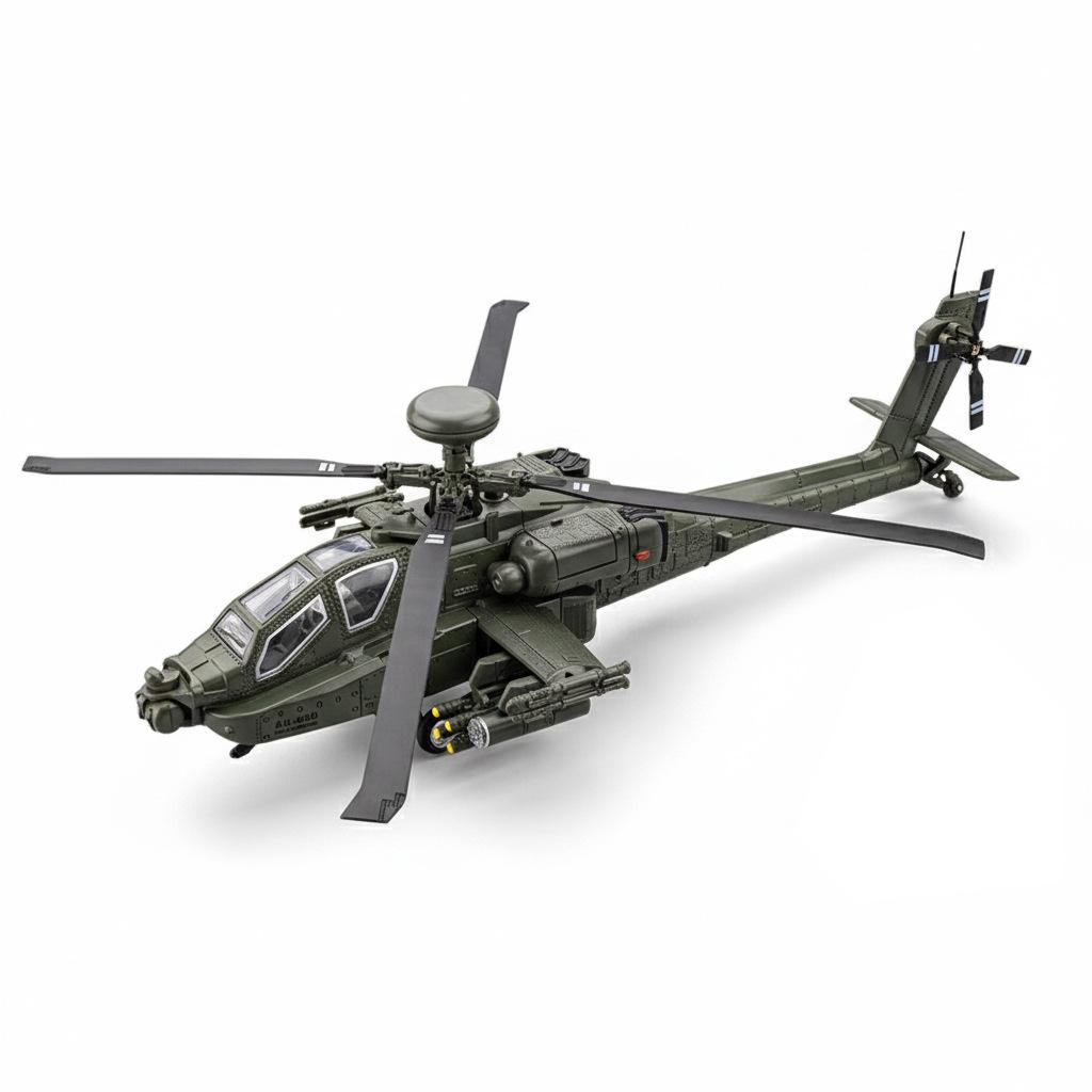 1/46 AH-64 Apache Alloy Utility Attack Advanced Helicopter Model Diecasts Metal Fighter Aircraft Model Sound Light Kids Toy Gift