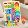 Wooden Educational Digital Blocks Creative Puzzles Stacking Toys Recognizing Color Numbers Montessori Gift