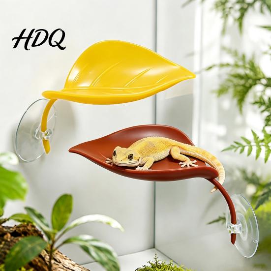 Fake Leaf Resting Platform 1/2Pcs Reptile Basking with Suction Cup Gecko Lizard Turtle Shaped Tree Frog Platform Tank Terrarium Decorative