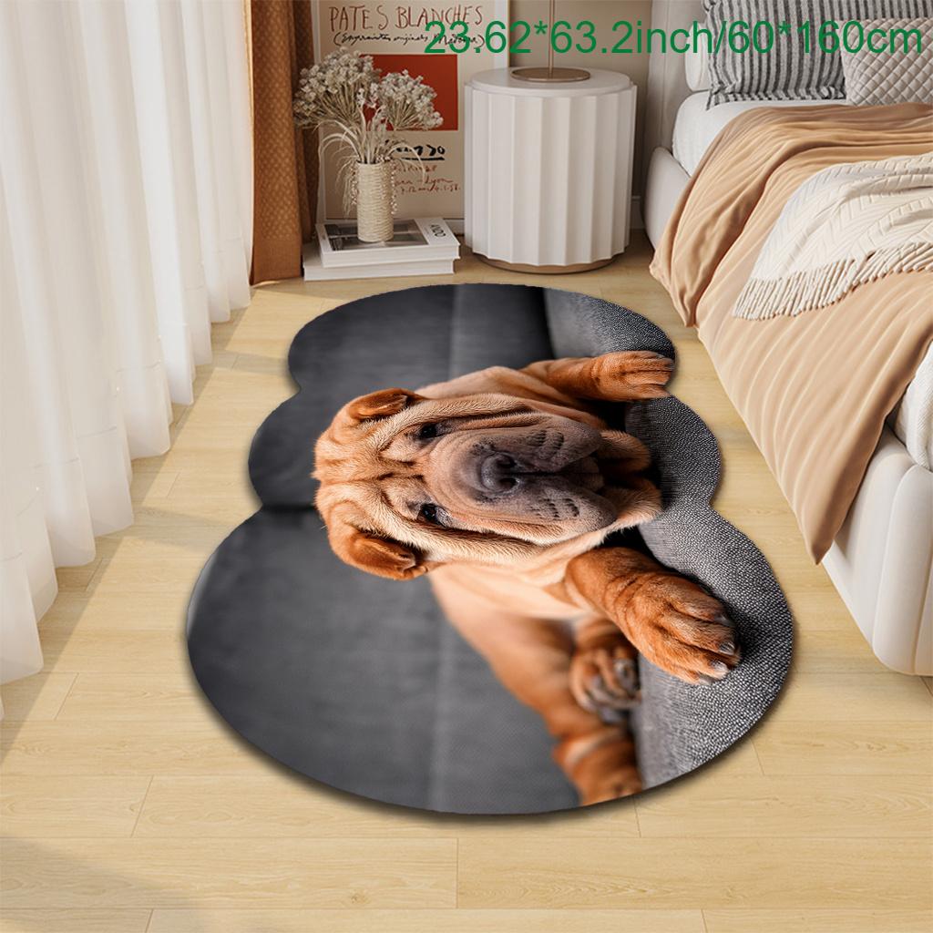 1pc Luxury Shih Tzu Dog Carpet, Durable Non-Slip Washable Indoor Rug For All Seasons, Halloween Thanksgiving Christmas Decor