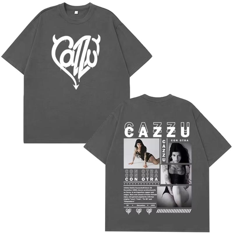 Singer Cazzu Con Otra New Album Vintage Tshirt Unisex Unisex Loose Casual Tshirt Cotton Aesthetic High Quality Oversized Tshirtss