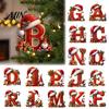 Hanging Pendant 26 Pcs Letters Christmas Ornaments, A-Z Alphabet Acrylic Tree Home Decor Decoration, Personalized Initial with Santa Hat for