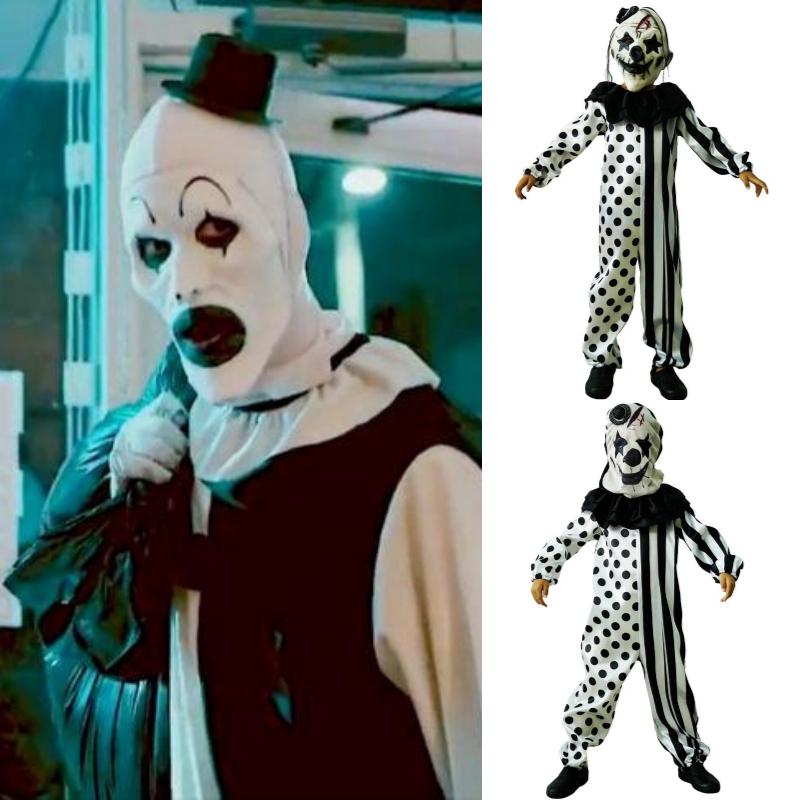 Clown Cosplay Terrifier Clothing Polyester Onesie Mask Halloween Party Costume