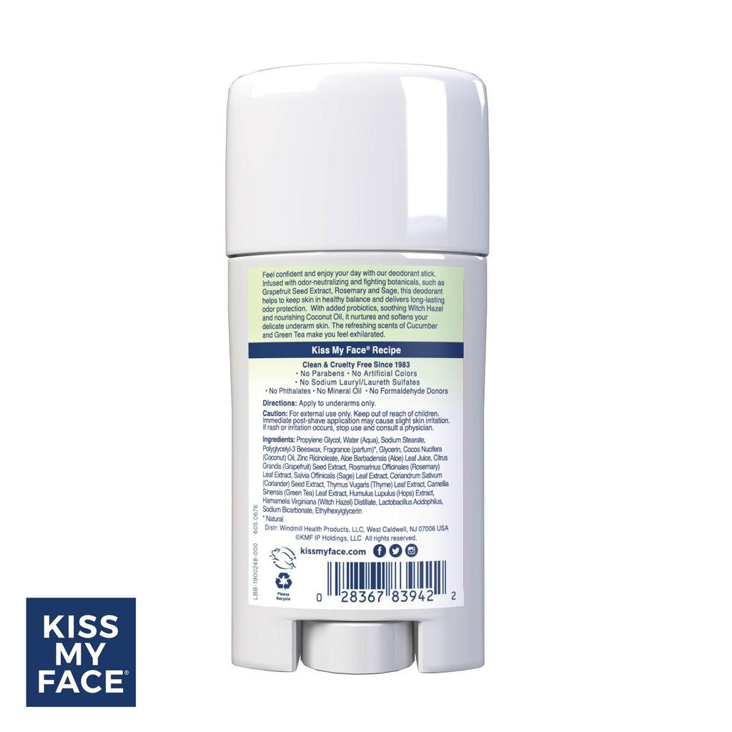 Kiss My Face Active Life Stick Deodorant Green 70 g - (Cucumber Tea), roll-on (item)