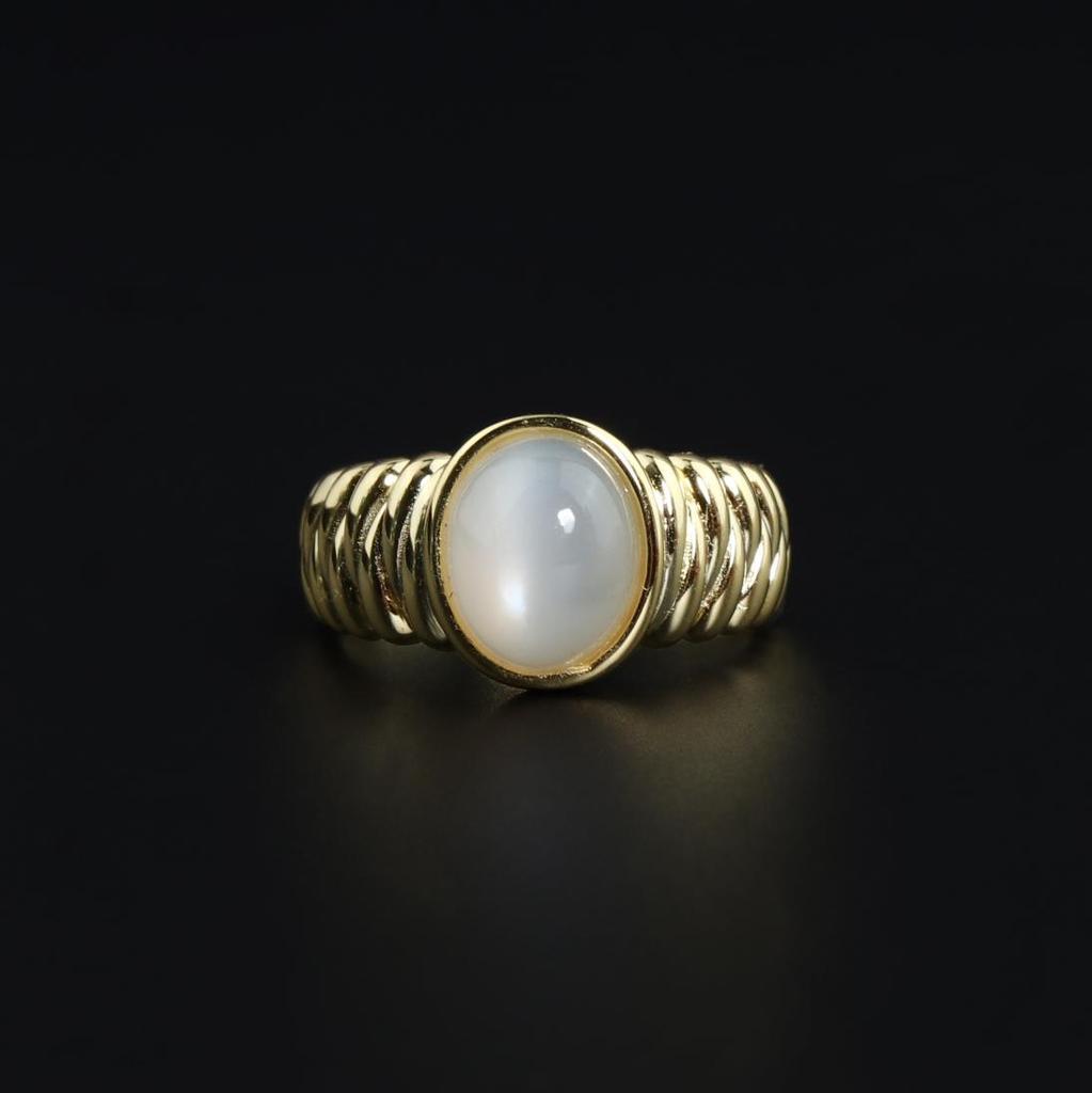 Simple design 925 sterling silver women's rings 3.85ct nature oval 8*10mm white moonstone fine jewelry for Proposal wedding gift