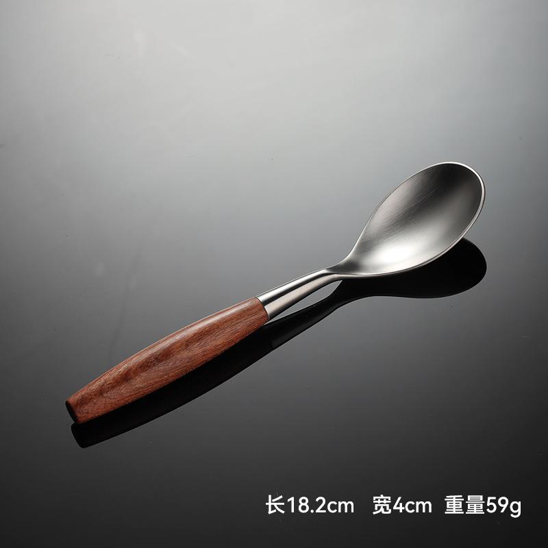 Elegancki zestaw ze stali nierdzewnej 304 z rękojeścią z drewna huanghuali, nóż, widelec i łyżka w stylu zachodnim, 5 głównych części, hotel Shabili