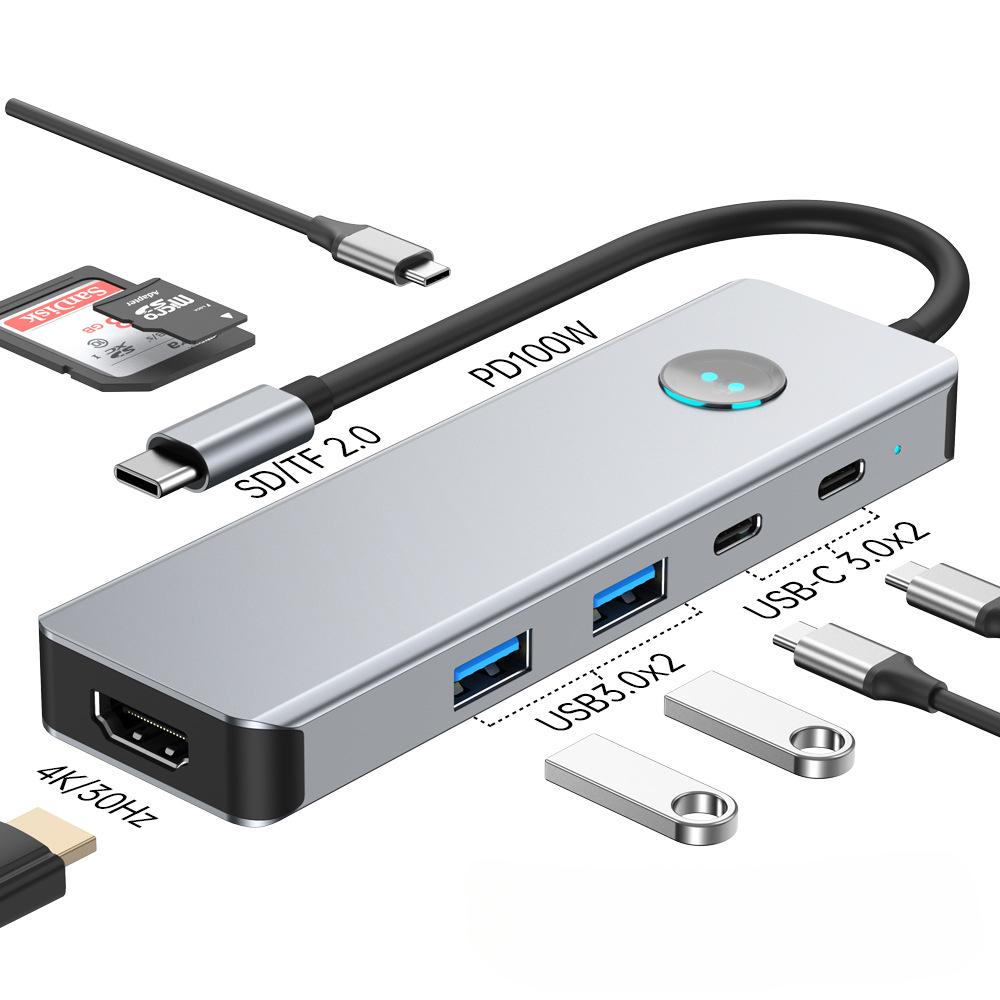 Type C Docking Station with One Key Sleep 4K HD Output Multi Port Hub for Laptop