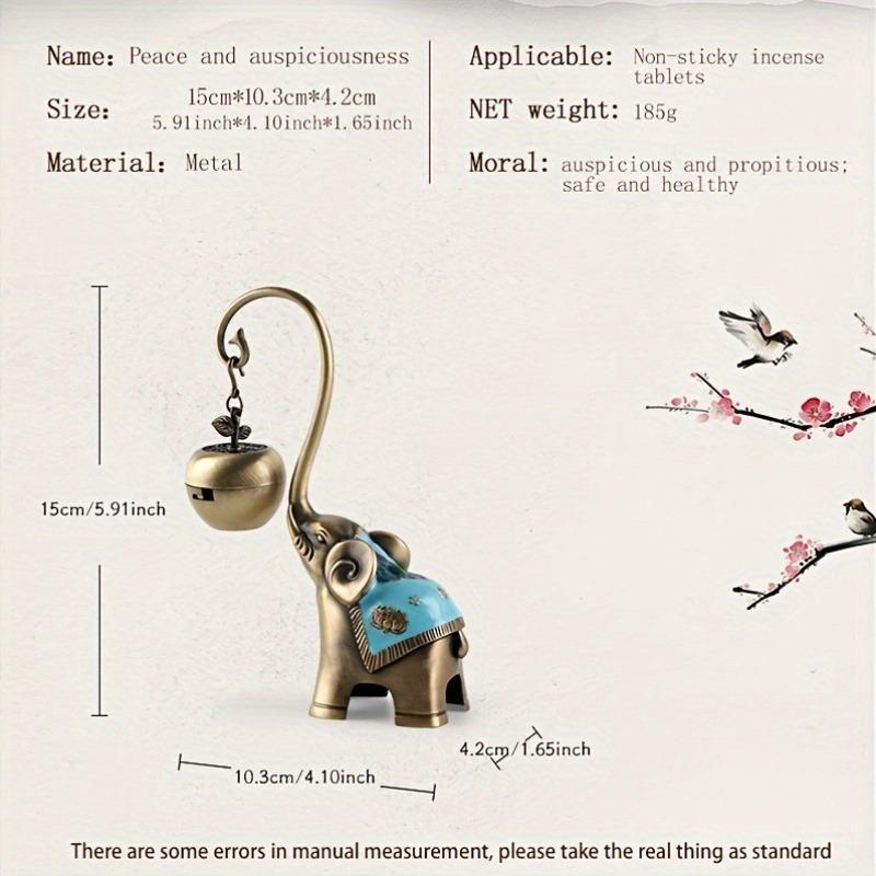 LASODY Elegant Elephant-Shaped Metal Incense Holder Sandalwood Scented Ideal for Christmas Easter Thanksgiving Father'S Mother'S Day Gifts
